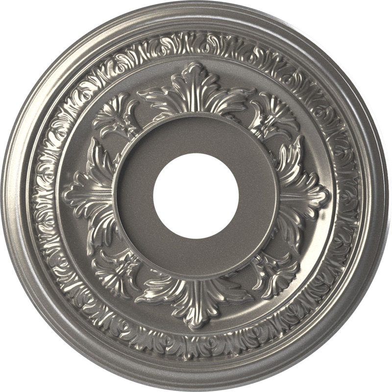 Médaillon de plafond en PVC thermoformé Baltimore, H 16 po x l 16 po x P 1 po, Acier foncé vieilli