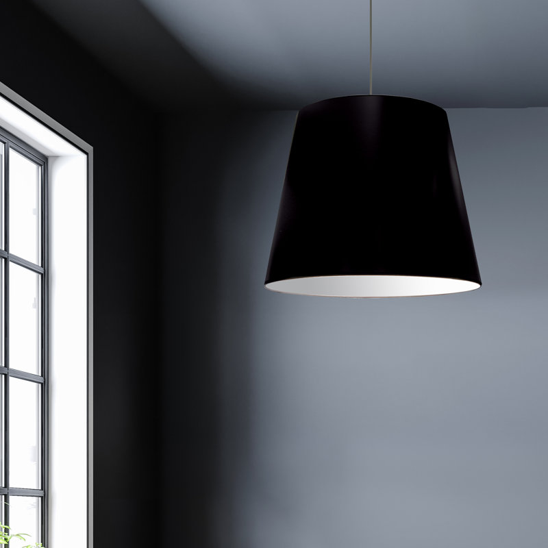 Oversized Drum 1 Light Single Cone Pendant, 21" H x 26" W x 26" D, Black