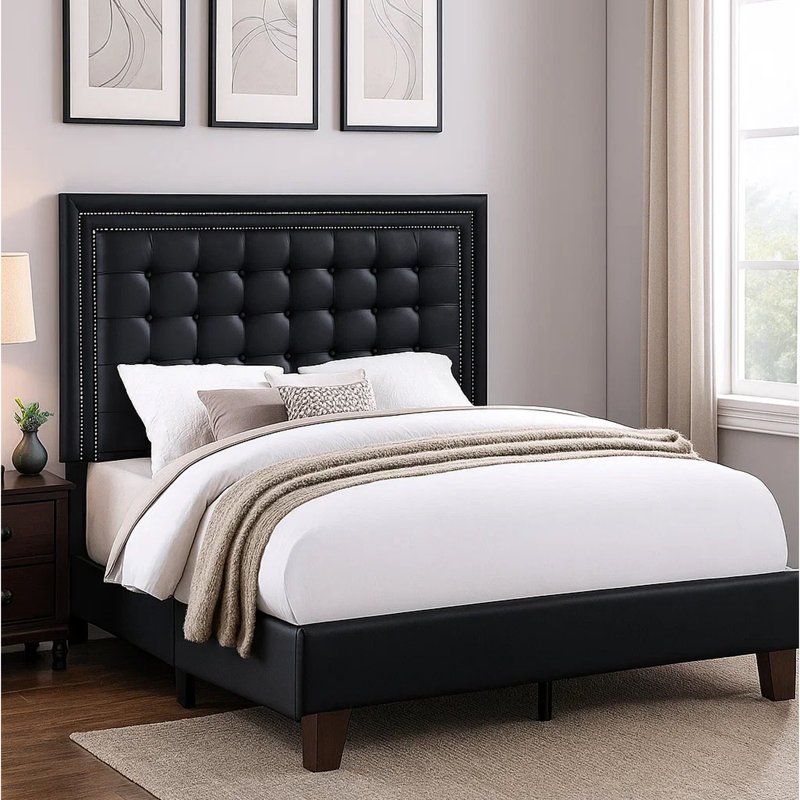 Robiya Upholstered Tufted Platform Bed, Queen