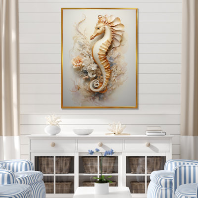 Hippocampe magique beige sur toile