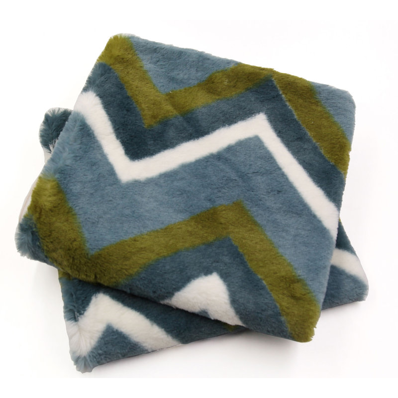 Chevron Square Throw Pillow Cover, Blue Green