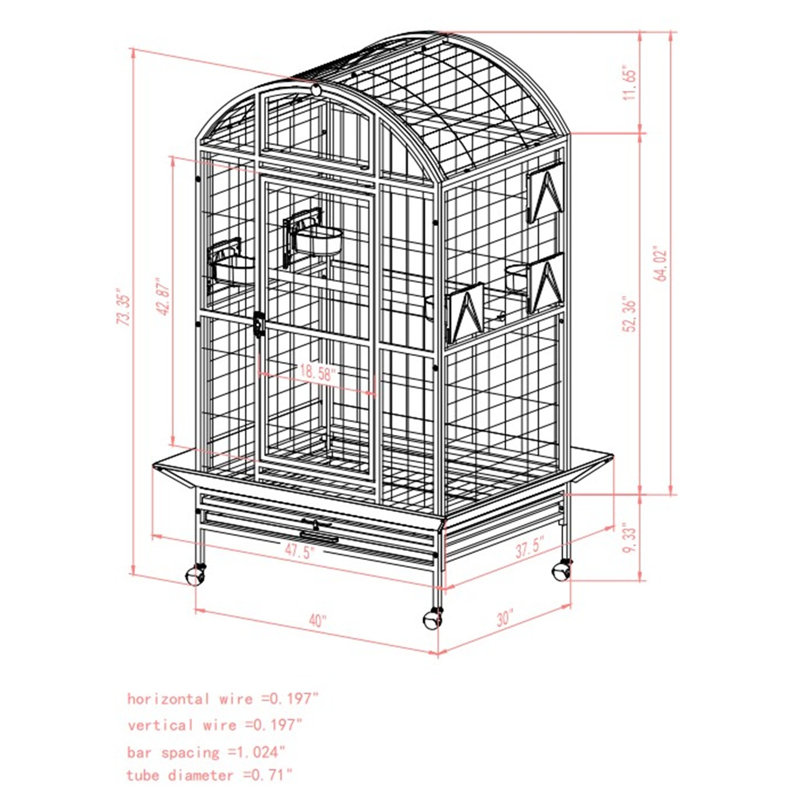 Cage XX XX, Extra Extra Large (75" H x 40" W x 30" D), Platine