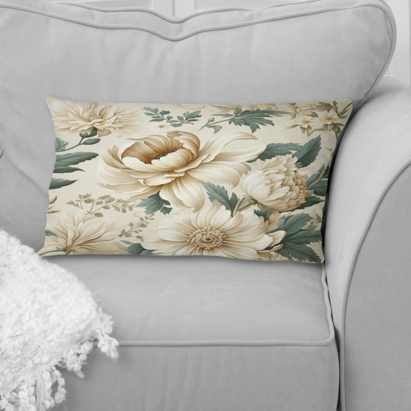 Coussin à imprimé floral beige antique antique