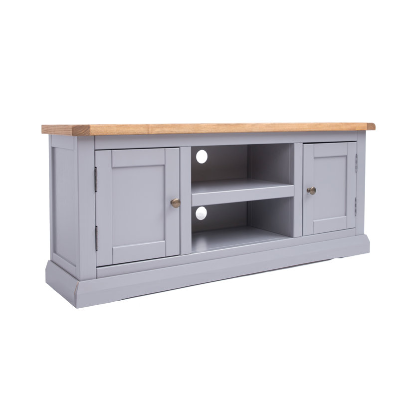 Henslee TV Stand for TVs up to 55", Grey/Antique Brass