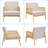 Set of 2 Boucle Upholstered Accent Chairs with Rattan Back, Wooden Armrests & Legs – Vintage Style for Living Room, Bedroom, or Vanity, Ivory