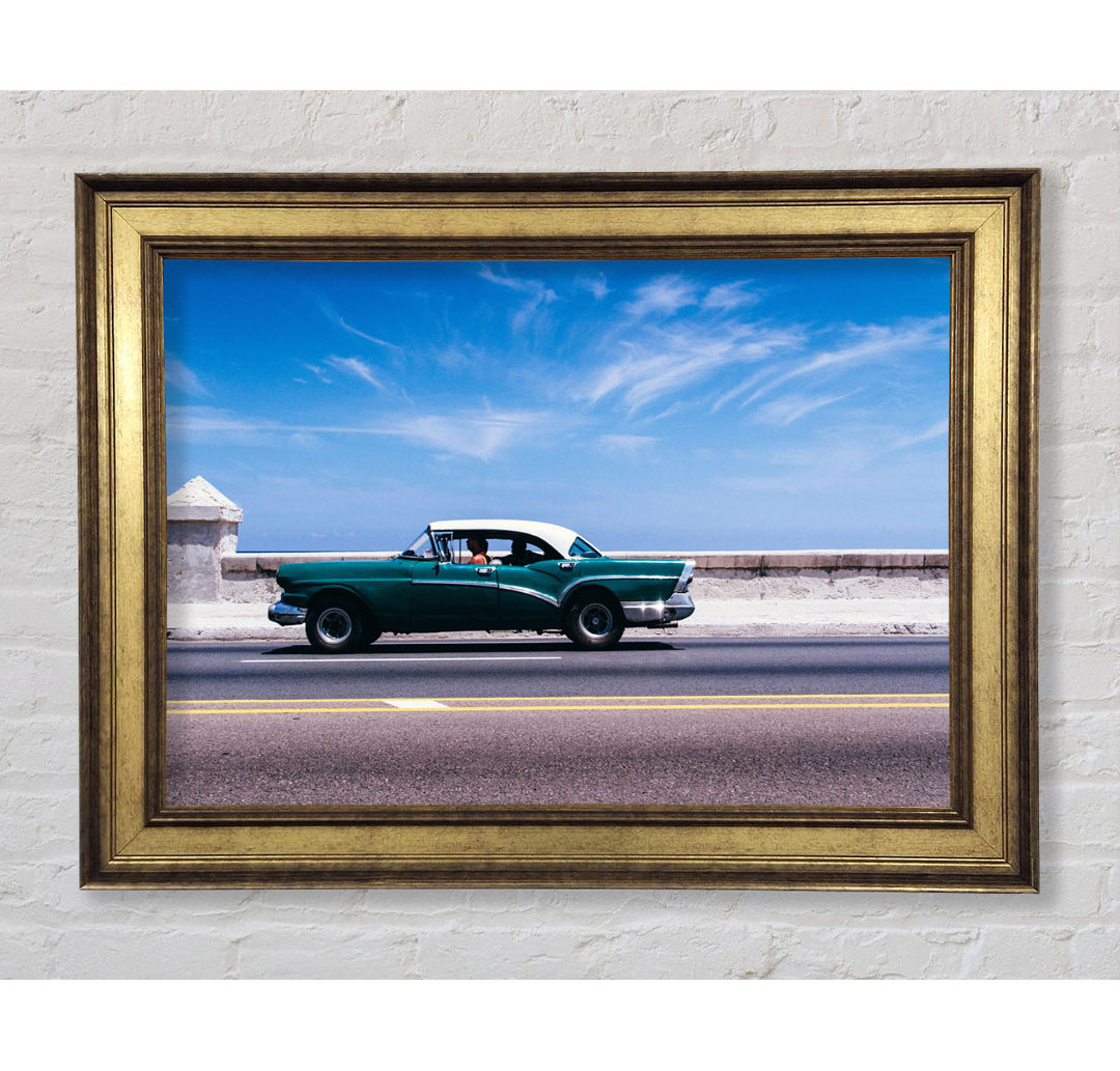 Classic Car Down The Highway - Einzelne Bilderrahmen Kunstdrucke