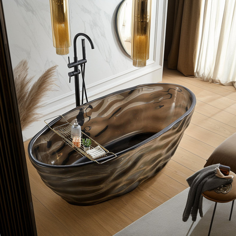 Baignoire de trempage autoportante 65,7 po, Noir