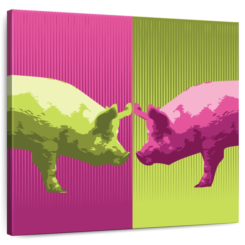 Brampt Neon Pigs, 16" H x 16" W