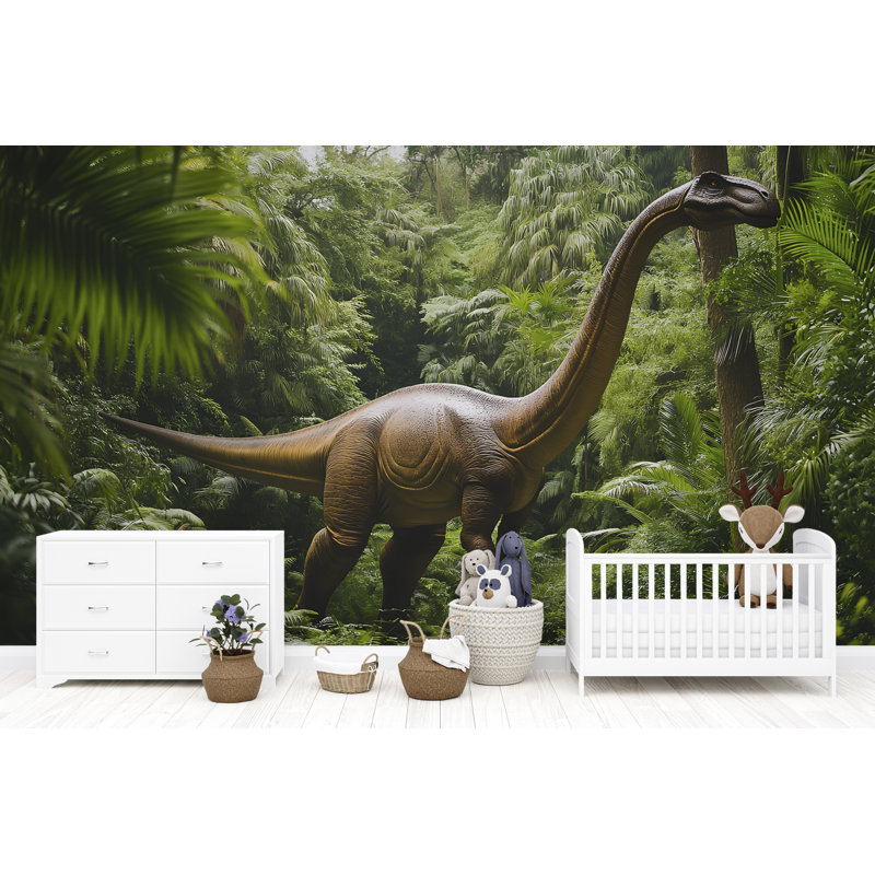 Papier peint épique avec dinosaure - T-Rex réaliste contre Triceratops, L 120 po x l 80 po, Non tissé