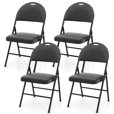 4 chaises de fête pliantes et rembourrées avec structure en métal et chaises empilables en cuir