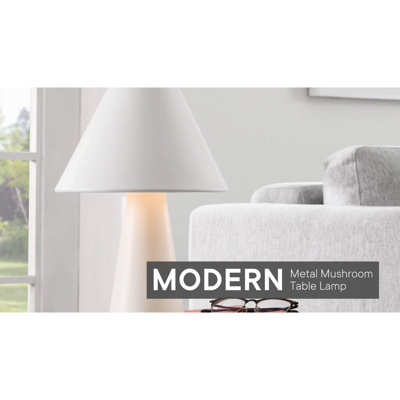 White Adjustable Metal Mushroom Table Lamp