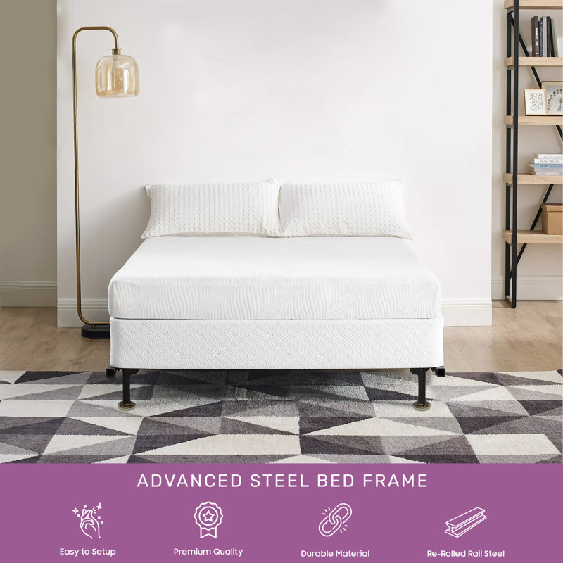 Franklintown Advanced Bed Frame with Adjustable Sizing, Changeable Size from 44 to 48-inch, Double Riveted Legs