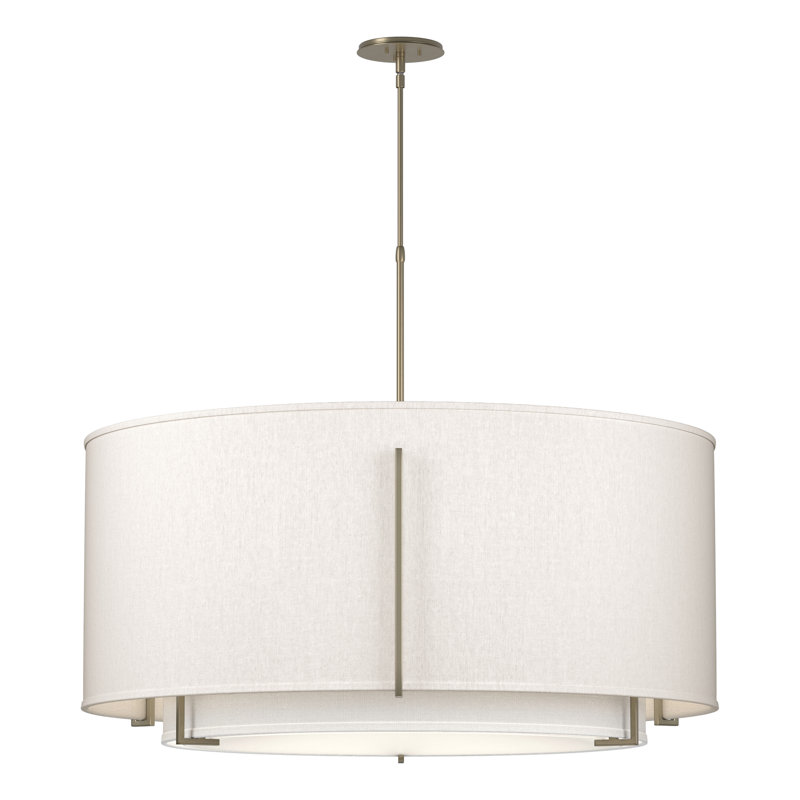 Exos Drum Chandelier, Flax, 54.9" H x 31.3" W x 31.3" D, Bronze
