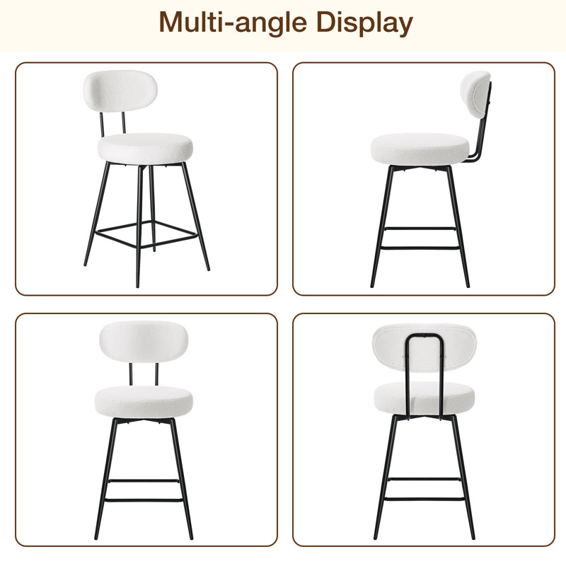 26" H Swivel Bar Stools Counter Height Bar Stools with Adjustable Foot Pads, 3, White