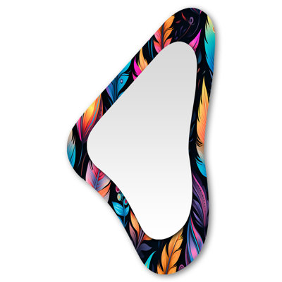 Carnbrock Tribal Frivolity Boho Pattern - Boho Asymmetrical Mirror, Bohemian Irregular Shape Unique Wall Mirror, Printed Metal Art