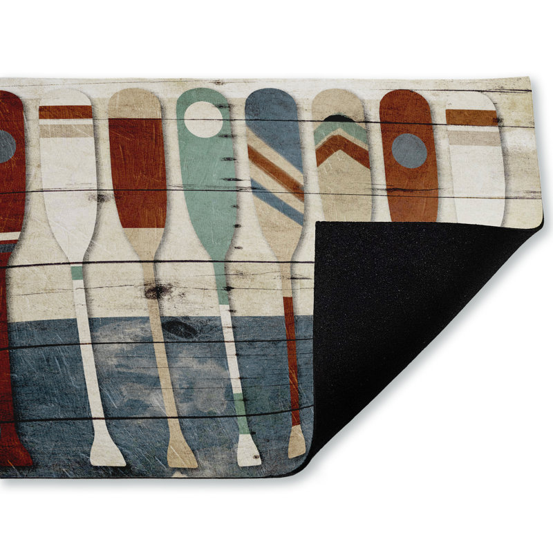 Tapis de porte d'extérieur à motif de rames rustiques variées, design par Milli Villa, 18 po x 30 po