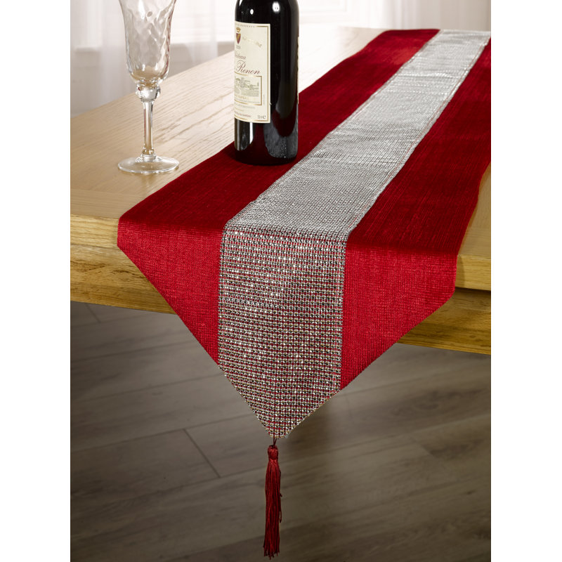 Adrie Table Runner, 33cm W x 228cm L, Wine