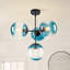 Suspension convertible à 4 lumières en verre bleu dégradé et plafonnier semi-encastré-295409283