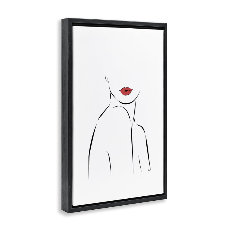 «Feminine Line Torso», dessin par Martina Pavlova, Cadre flottant noir de jais, H 25 po x l 17 po