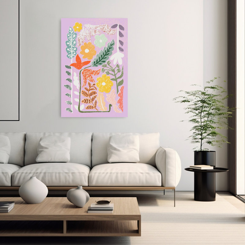 Art botanique coloré abstrait jardin coloré coloré nature, 60" H x 40" W