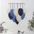 Macrame Leaf Wall Hanging with Wooden Rod, Handmade Boho Woven Tassel Tapestry for Bedroom, Living Room and Apartment Decor (Navy Blue)