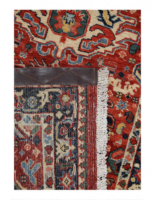 Tapis de couloir rouge en laine 2 pi 2 po x 6 pi Nabiel