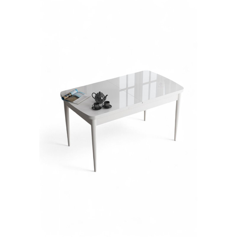 Modern Dining Table with White Marble Top, 44.9 x 30.7 x 27.6 inches | 100% MDF with Sturdy Metal Legs | Elegant Solid White Finish | Perfect for Contemporary Dining Rooms & Stylish Gatherings, Durable Design