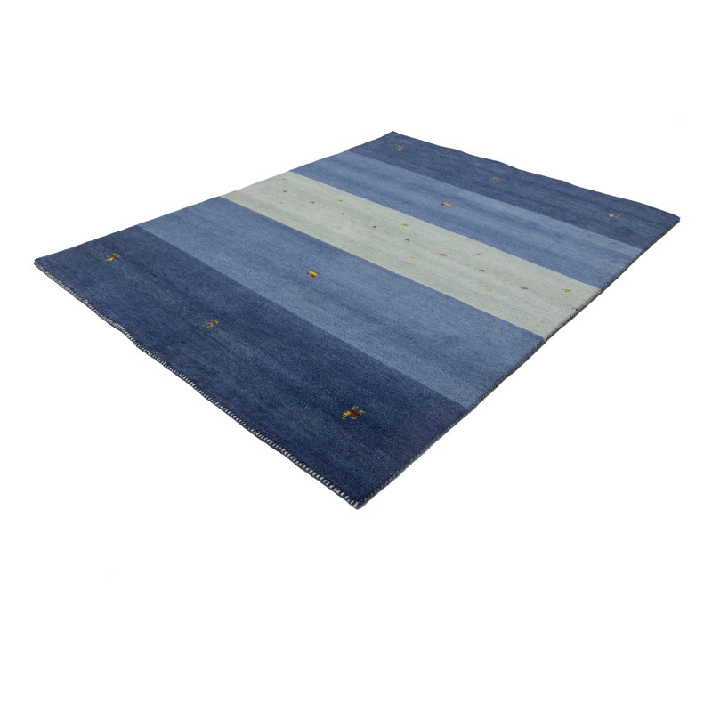 Tapis bleu en laine noué à la main Lovesmith
