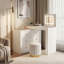 Bureau de coiffeuse blanc avec miroir, lumières DEL, 7 tiroirs, 9 compartiments et 3 tablettes, table de maquillage réglable pour la chambre à coucher-1455611947