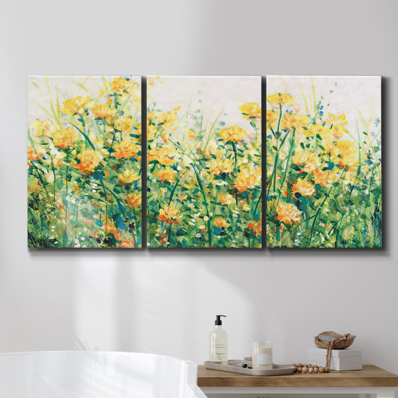 Feu dans le ciel, reproduction sur toile 3 pièces, H 60 po x l 120 po x P 2 po