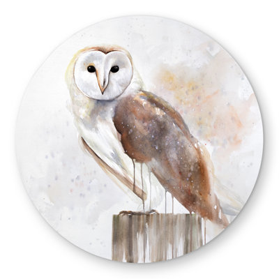 Barn Owl Round Outdoor Area Rug | Feathers Animals Decor