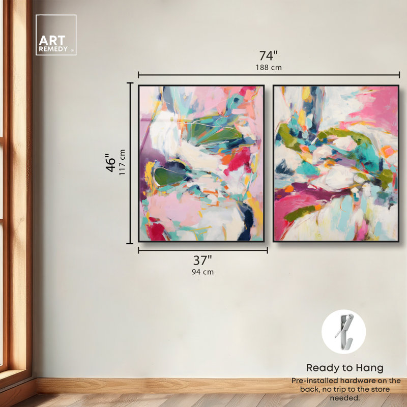 «Splash of Life Duo», ensemble de décorations murales imprimées en acrylique encadrées par Art Remedy, cadre noir, 36 x 45