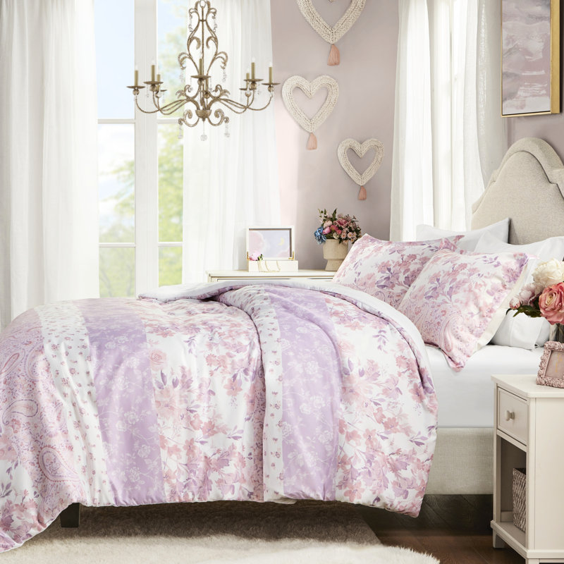 2 pièces Housse de couette en microfibre à motif floral simple / simple TG, douce et rétro, fermeture à boutons, lavable à la machine - 2 taies décoratives incluses