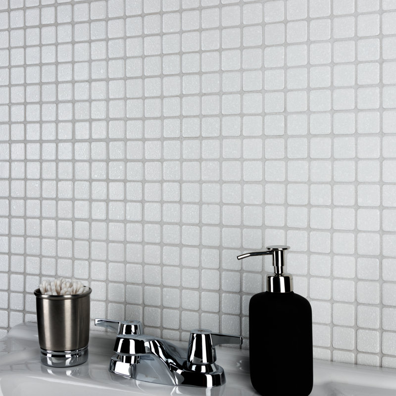 Crystalline Square 1.1" x 1.1" Porcelain Grid Mosaic Wall & Floor Tile, White