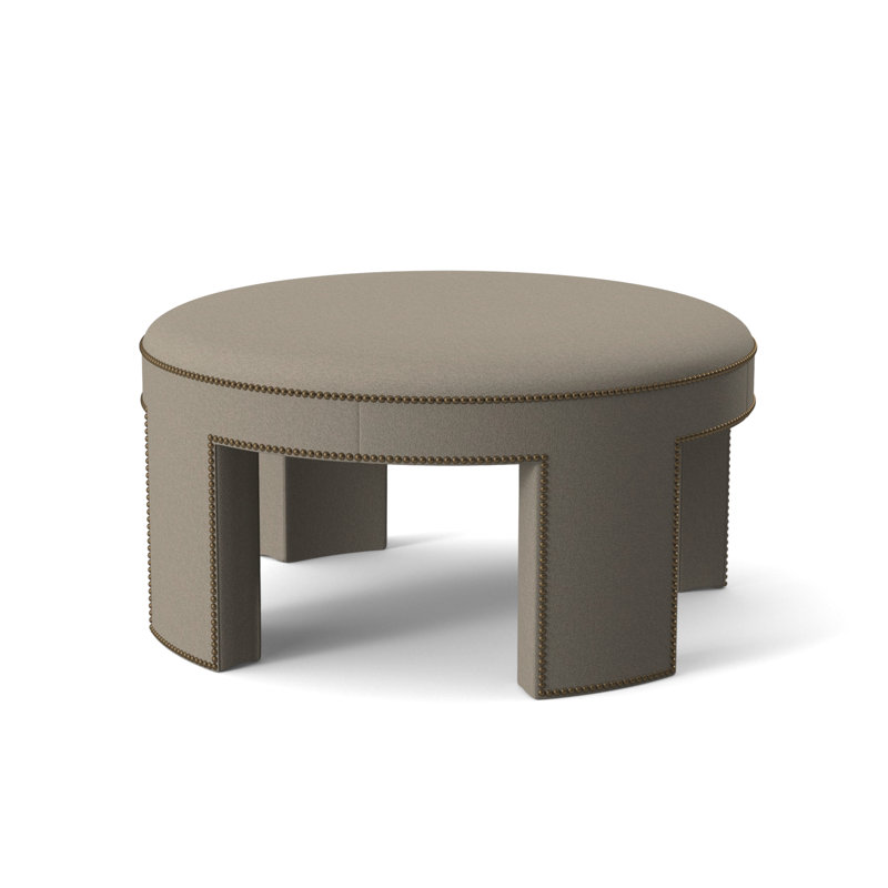 Durant Round Ottoman, Beige/Brown 71628L22, 18.75"H x 33.5"W x 33.5"D