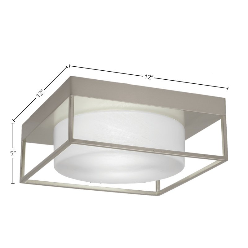 Plafonnier encastré 12 po, 2 ampoules, avec verre de marbre blanc, Nickel brossé