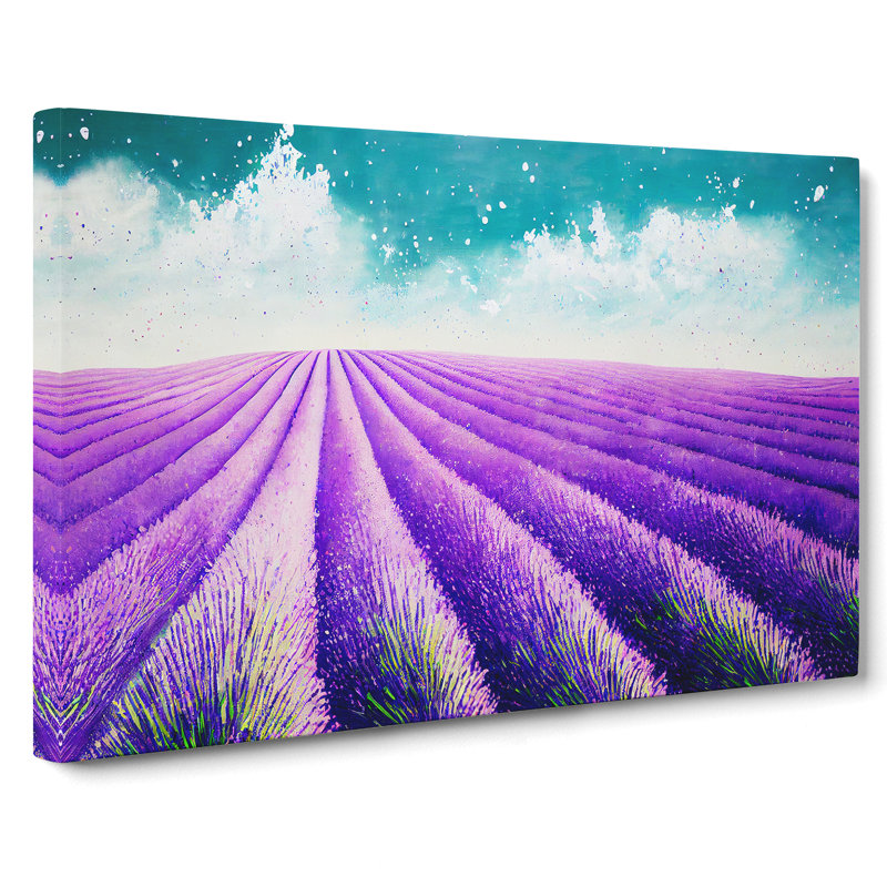 Bedazzled Lavender Flower Field - Wrapped Canvas, 35cm H x 50cm W x 3cm D