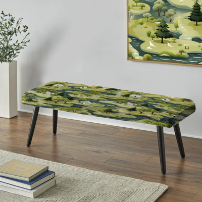 Banc noir rembourré Green Zen Garden Country Home Sanctuary