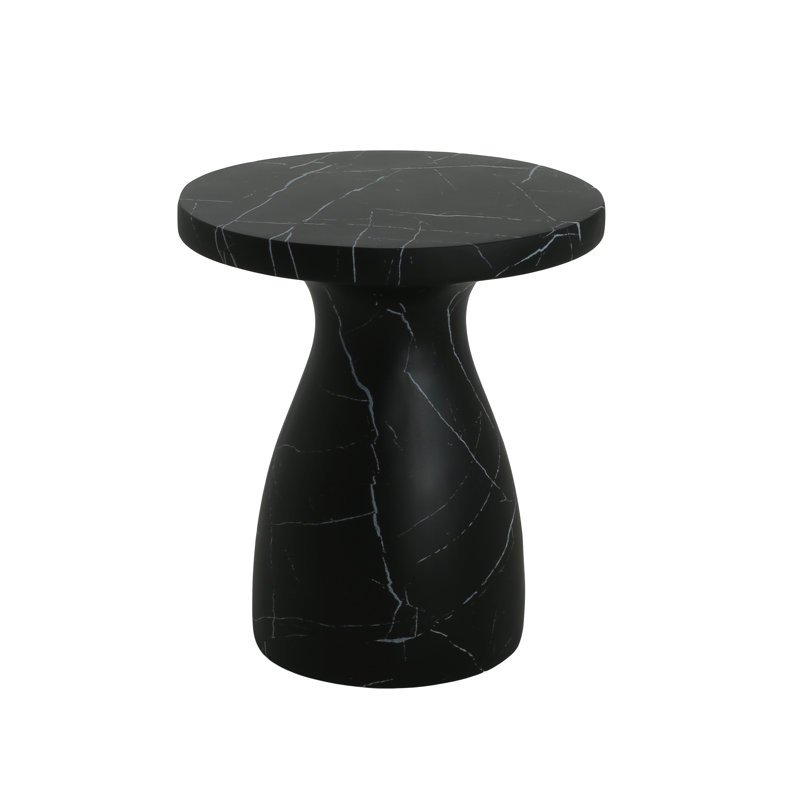 Table d'appoint d'extérieur en travertin MGO, table de bout en béton léger, effet marbre noir, Noir