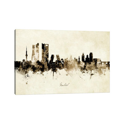 Madrid Spain Skyline by Michael Tompsett - Wrapped Canvas Graphic Art