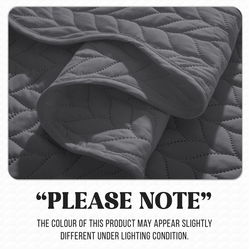 Microfiber Embossed Oversized Modern & Contemporary Bedspread Set With Shams, Gray, Twin Bedspread + 1 Pillowcase