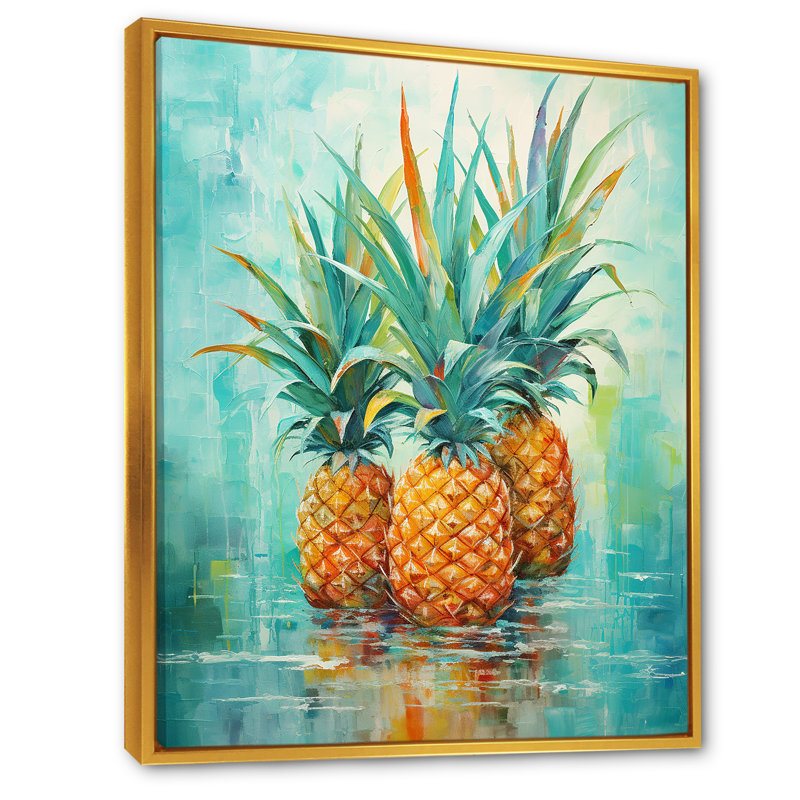 Oasis exotique sur toile, Cadre flottant doré, H 32 po x l 24 po x P 1 po