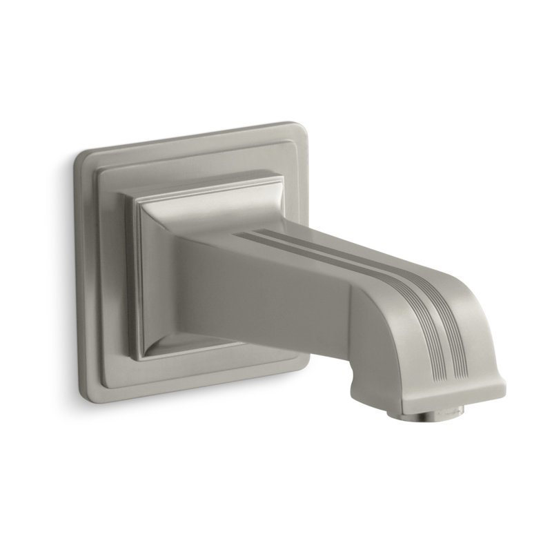 Pinstripe Pure Wall-Mount, 6-7/8" Non-Diverter Bath Spout, Nickel brossé éclatant
