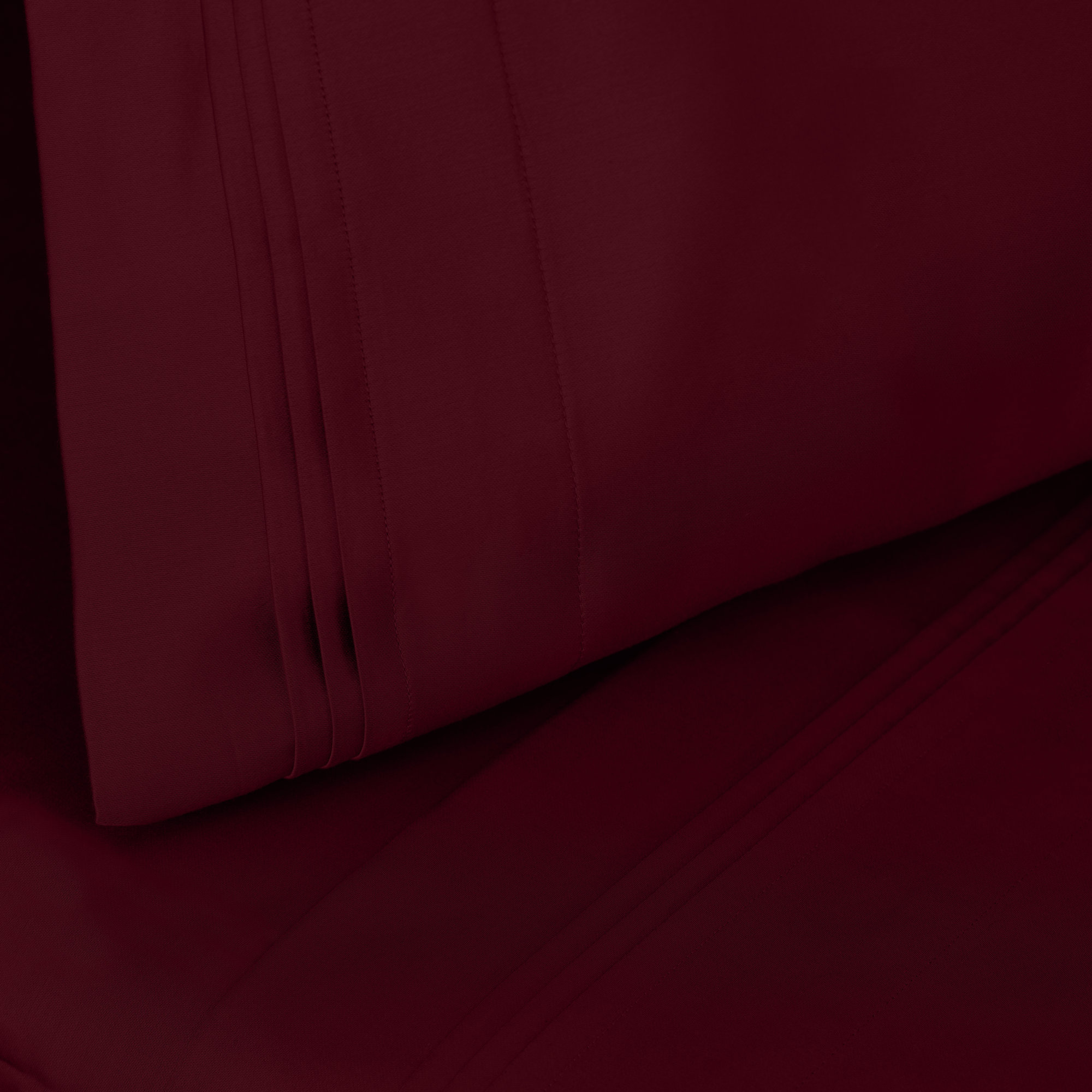 Arling 1000 Thread Count Luxury Certified Egyptian Cotton 2 Piece Sateen Pillowcase, Burgundy, Standard Pillowcase