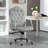 Vinsetto Home Office Chair,Velvet Computer Chair,Button Tufted Desk Chair with Swivel Wheels,Adjustable Height,and Tilt Function,Light Gray