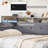Twin Size Upholstered Daybed with Trundle, Storage Footstool, Shelves, USB Charging & LED Light, Grey-1365950936-1365950938