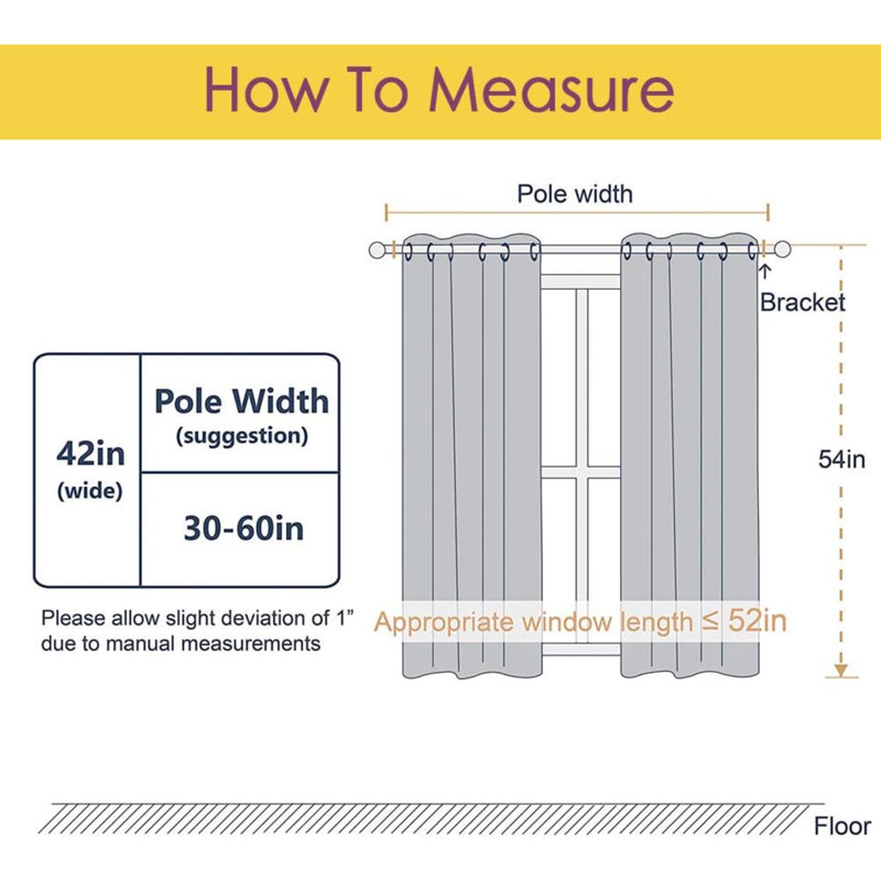 Blackout Curtain Pair, 42" W x 54" L, Greyish White