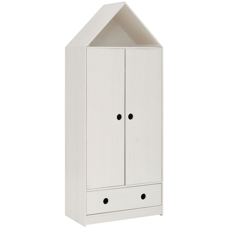 Antunez 2 Door Solid Wood Wardrobe, White