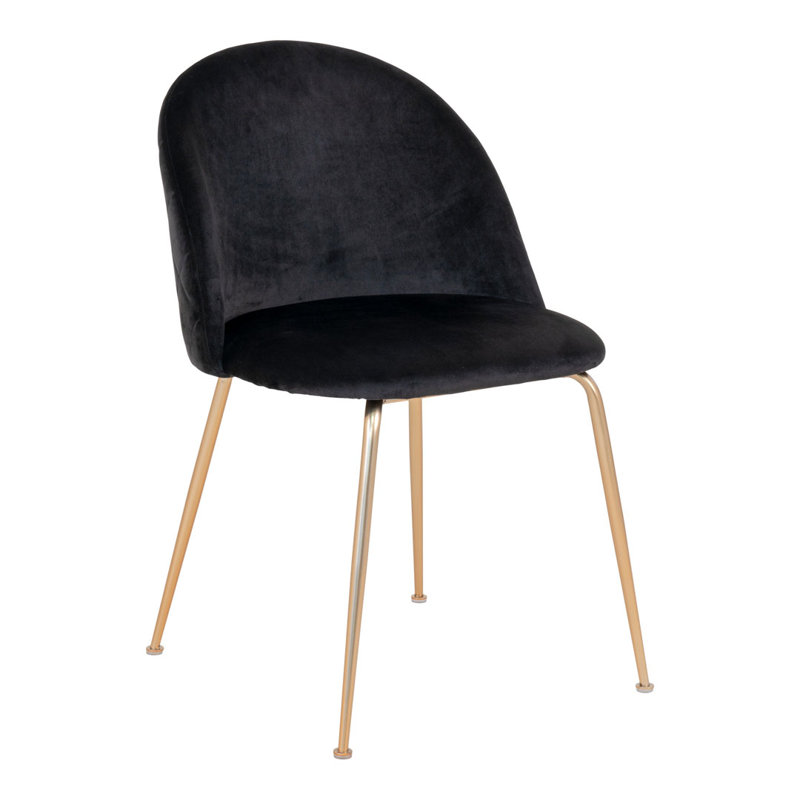 46cm H Velvet Upholstered Massivrücken Side Chair, Gold