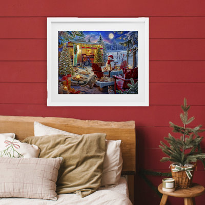 Winter Holiday Camper Party Framed Print Under Glass, design by Henriette Chinaglia